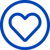 A heart inside of a circle, representing healthy community.